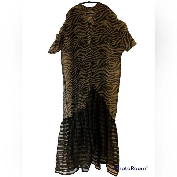Luxe Fashion Zebra Eyelet cotton print ready to wear kaftan style  maxi dress - Picture 10 of 10